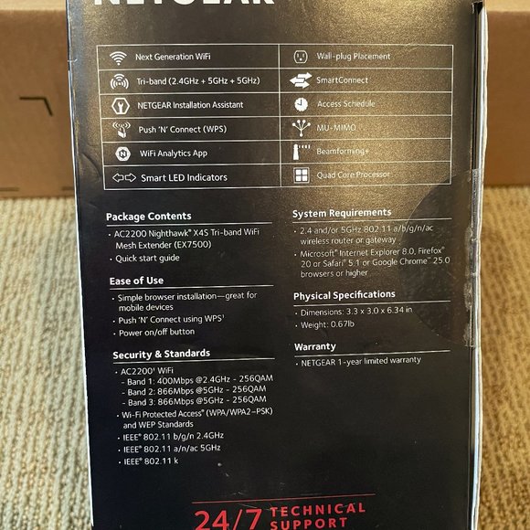 Netgear Nighthawk X4S AC2200 Tri-Band WiFi Mesh Range Extender // Model EX7500 - Picture 6 of 10